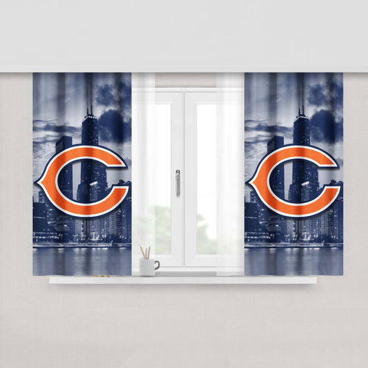 Chicago Bears Emblem Peach Skin Window Curtains