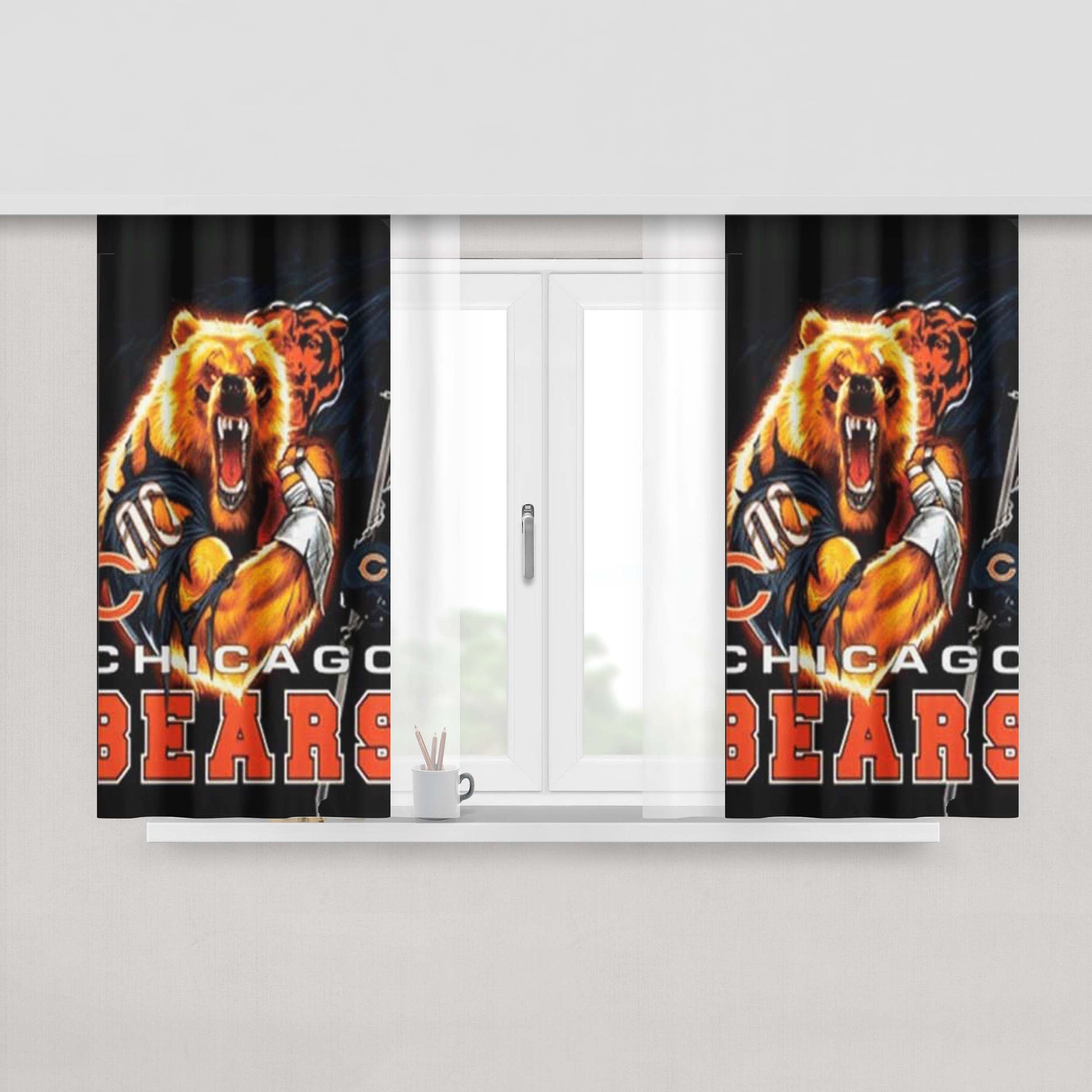 Chicago Bears Grrr Peach Skin Window Curtains