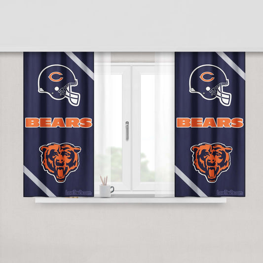 Chicago Bears Logo Peach Skin Window Curtains