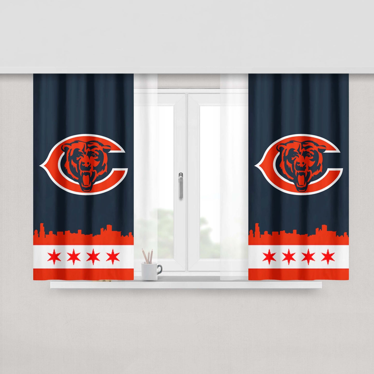 Chicago Bears Town Peach Skin Window Curtains