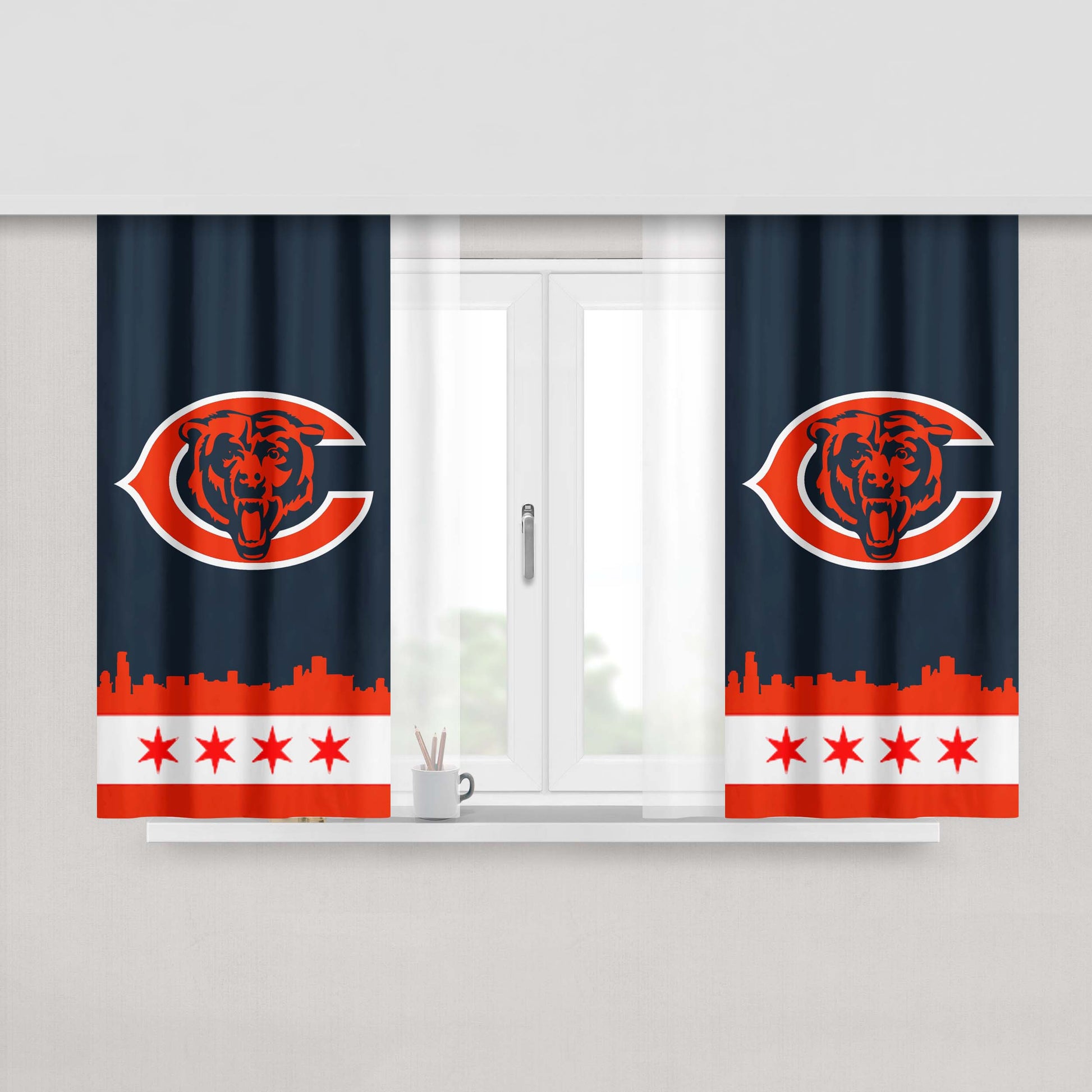 Chicago Bears Town Peach Skin Window Curtains