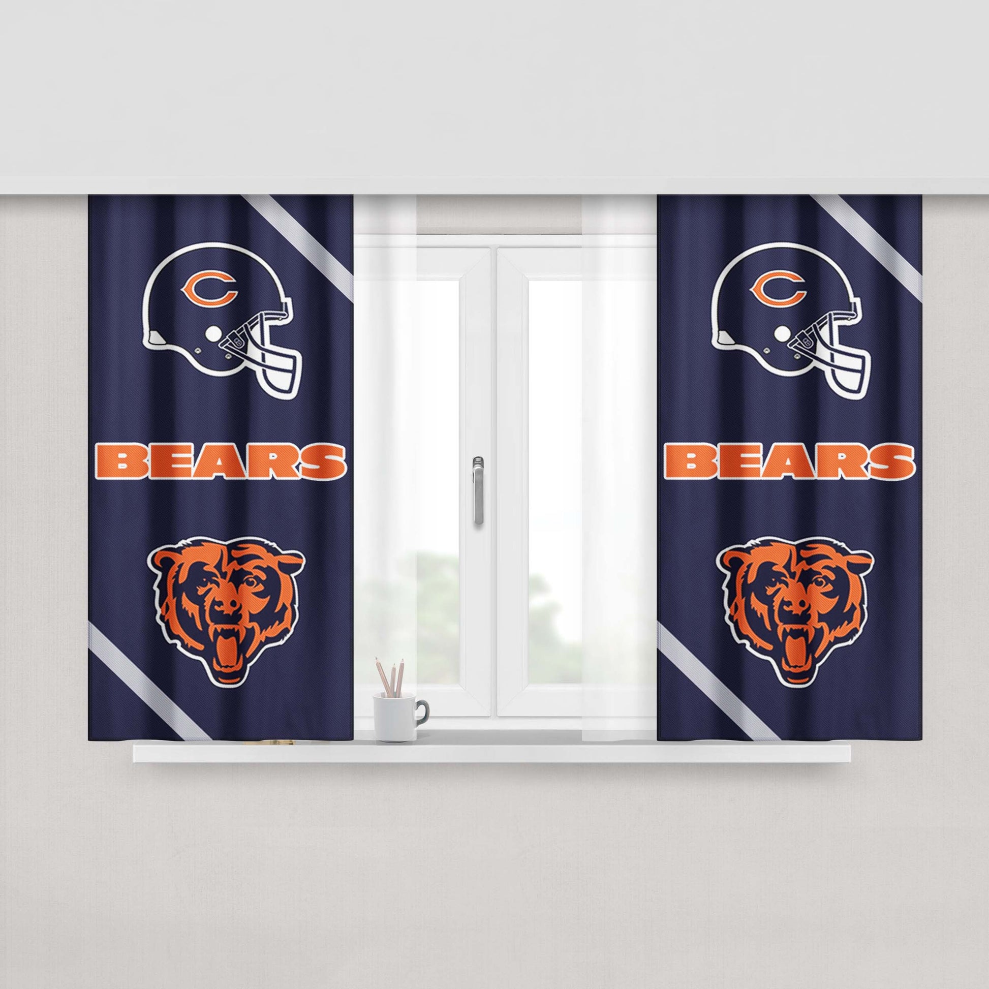 Chicago Bears Wallpaper Peach Skin Window Curtains