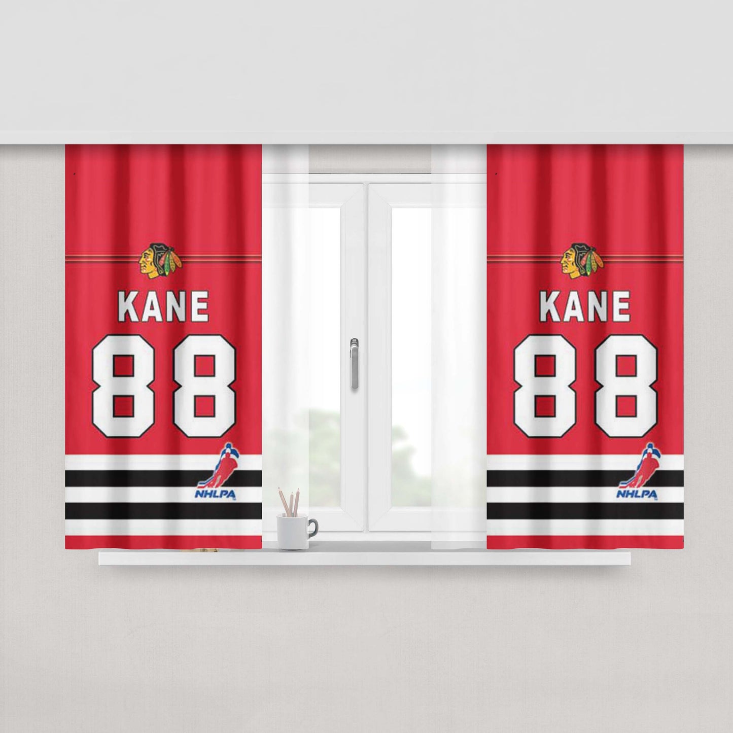 Chicago Blackhawks Kane Jersey Peach Skin Window Curtains