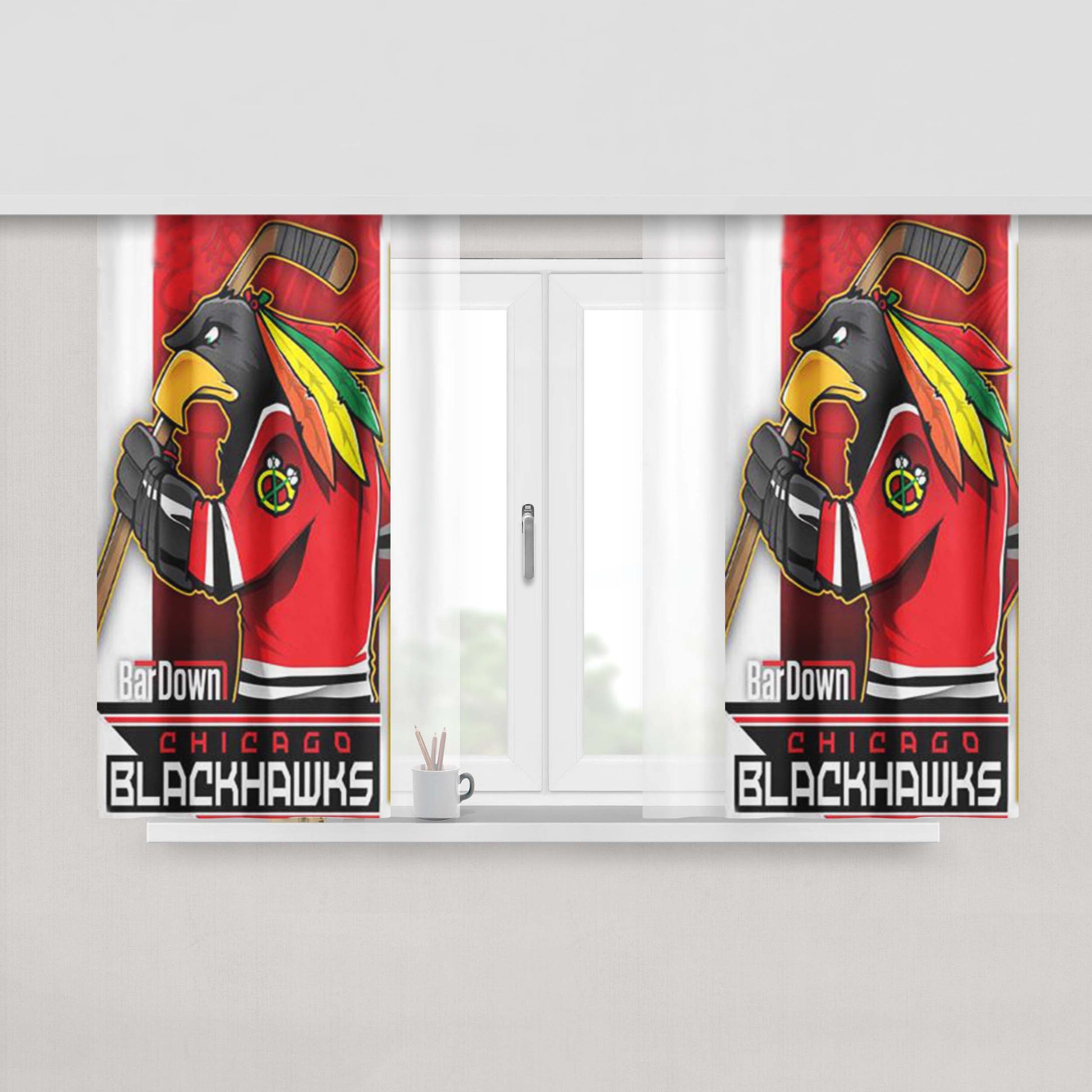 Chicago Blackhawks Mascot Peach Skin Window Curtains