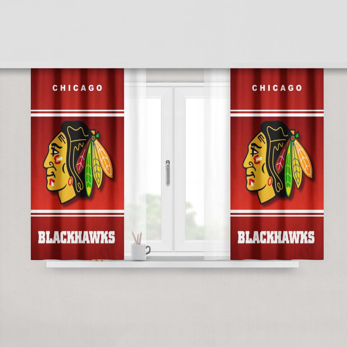 Chicago Blackhawks Nhl Ice Hokey Peach Skin Window Curtains