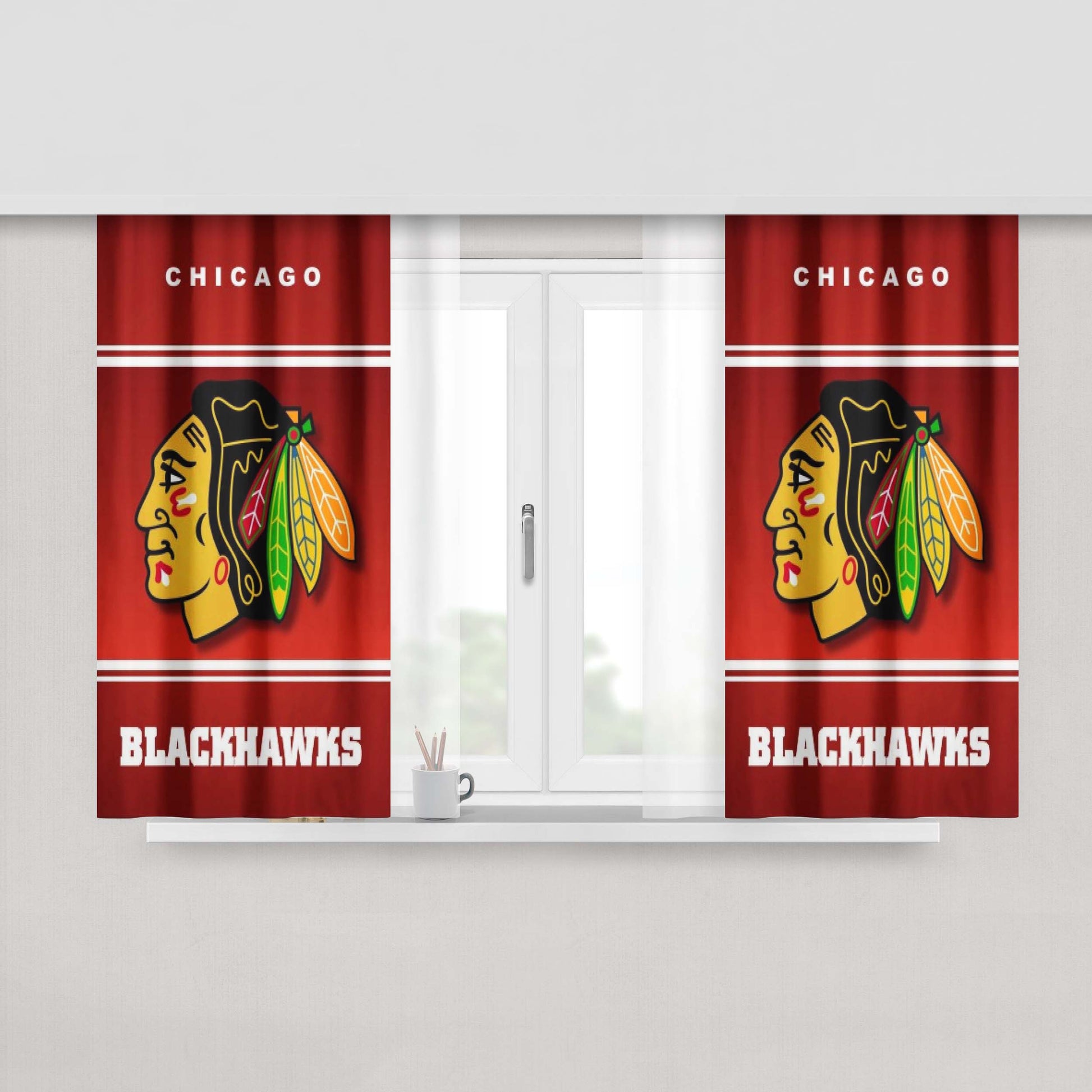 Chicago Blackhawks Nhl Ice Hokey Peach Skin Window Curtains