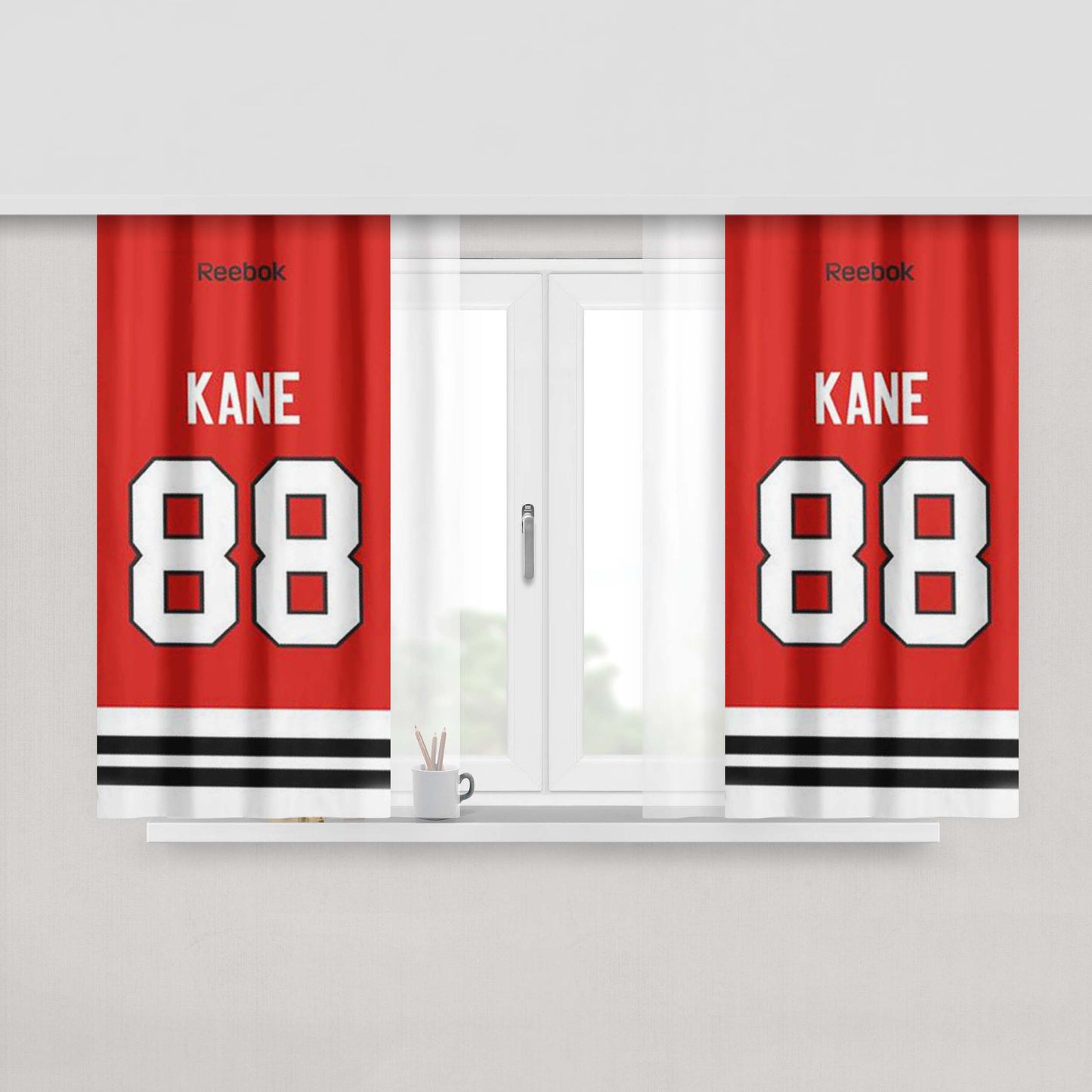 Chicago Blackhawks Patrick Kane Jersey Back Peach Skin Window Curtains