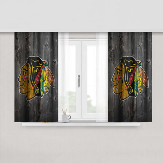 Chicago Blackhawks Wooden Peach Skin Window Curtains