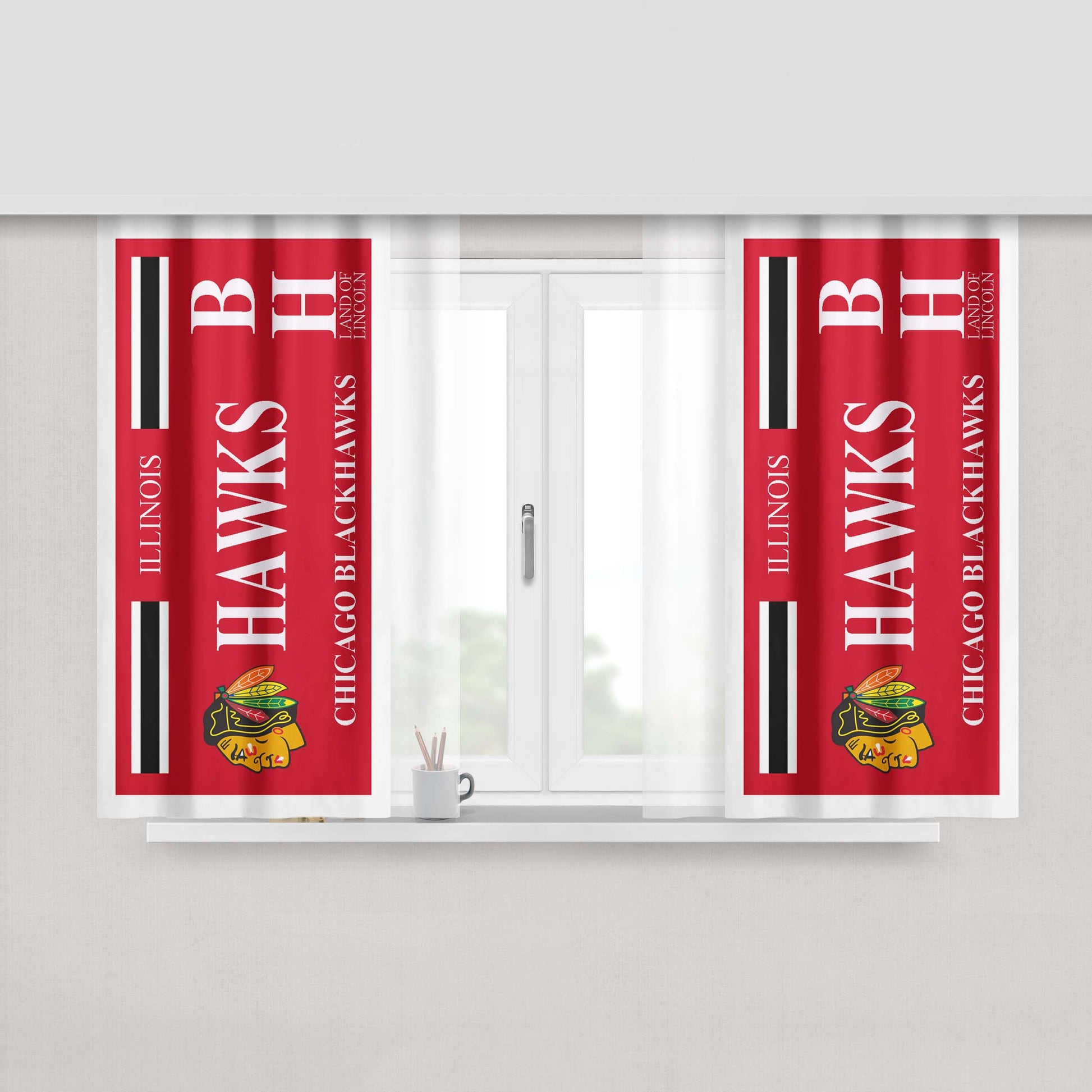 Chicago Blackhawks Peach Skin Window Curtains