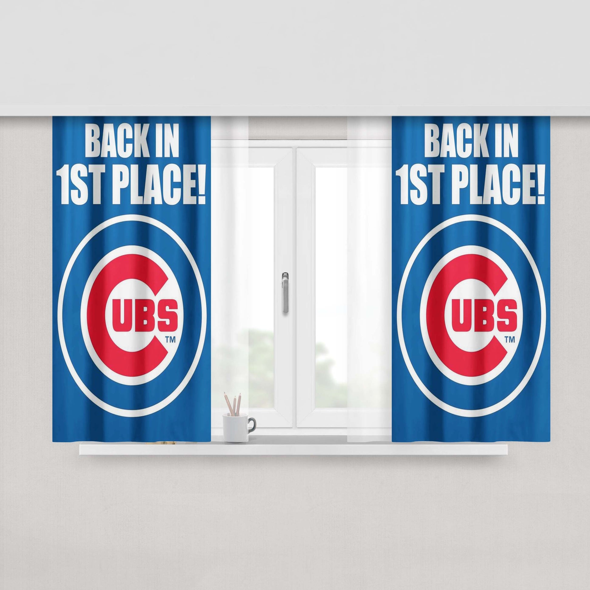 Chicago Cubs 1St Place For Winner Peach Skin Window Curtains