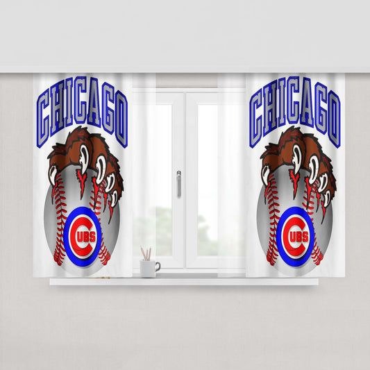Chicago Cubs Baseball Bear Hand Peach Skin Window Curtains