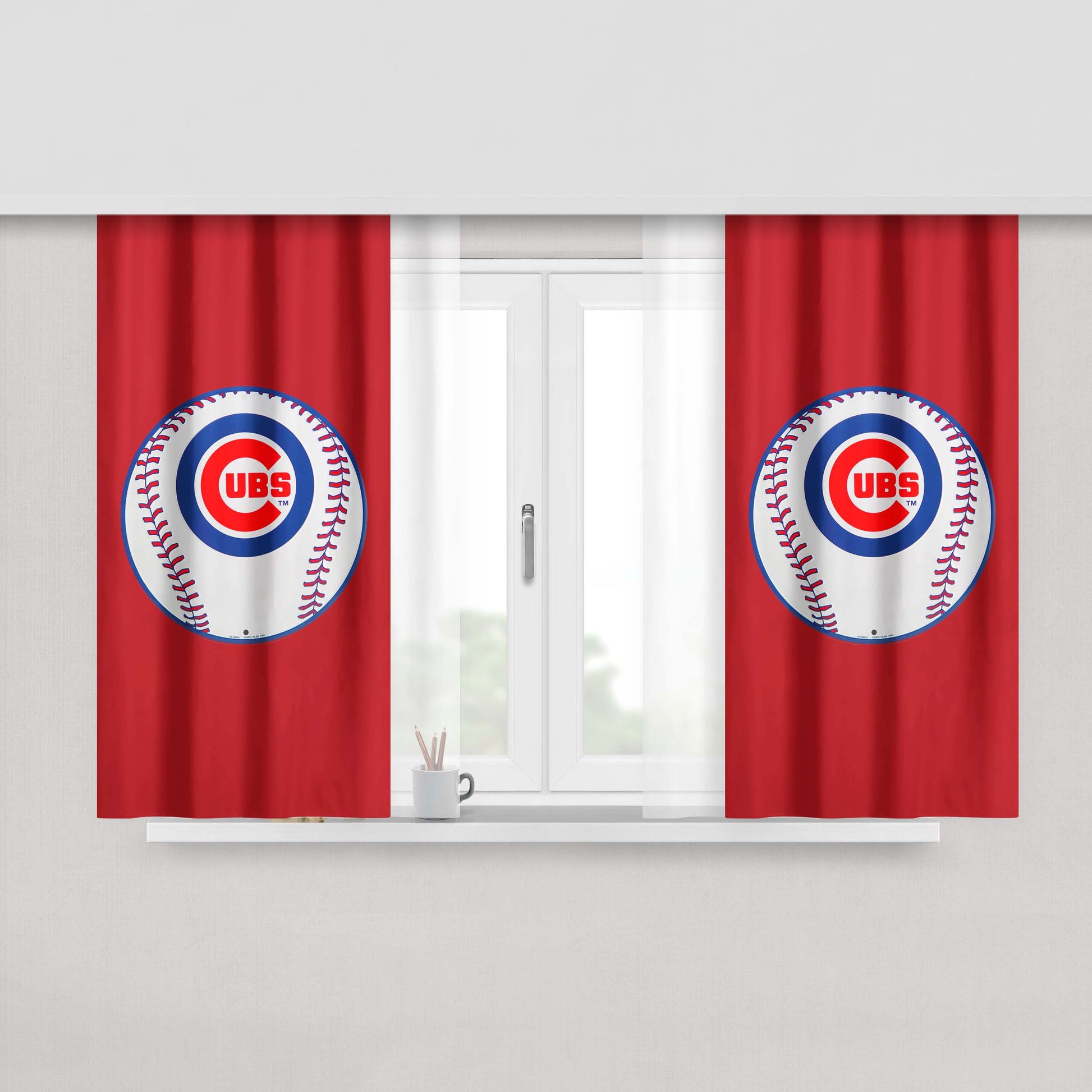 Chicago Cubs Baseball Logo Peach Skin Window Curtains