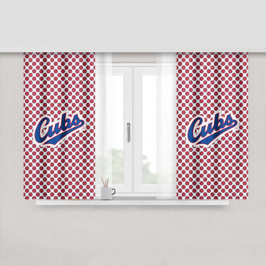 Chicago Cubs Baseball Polka Dot Peach Skin Window Curtains