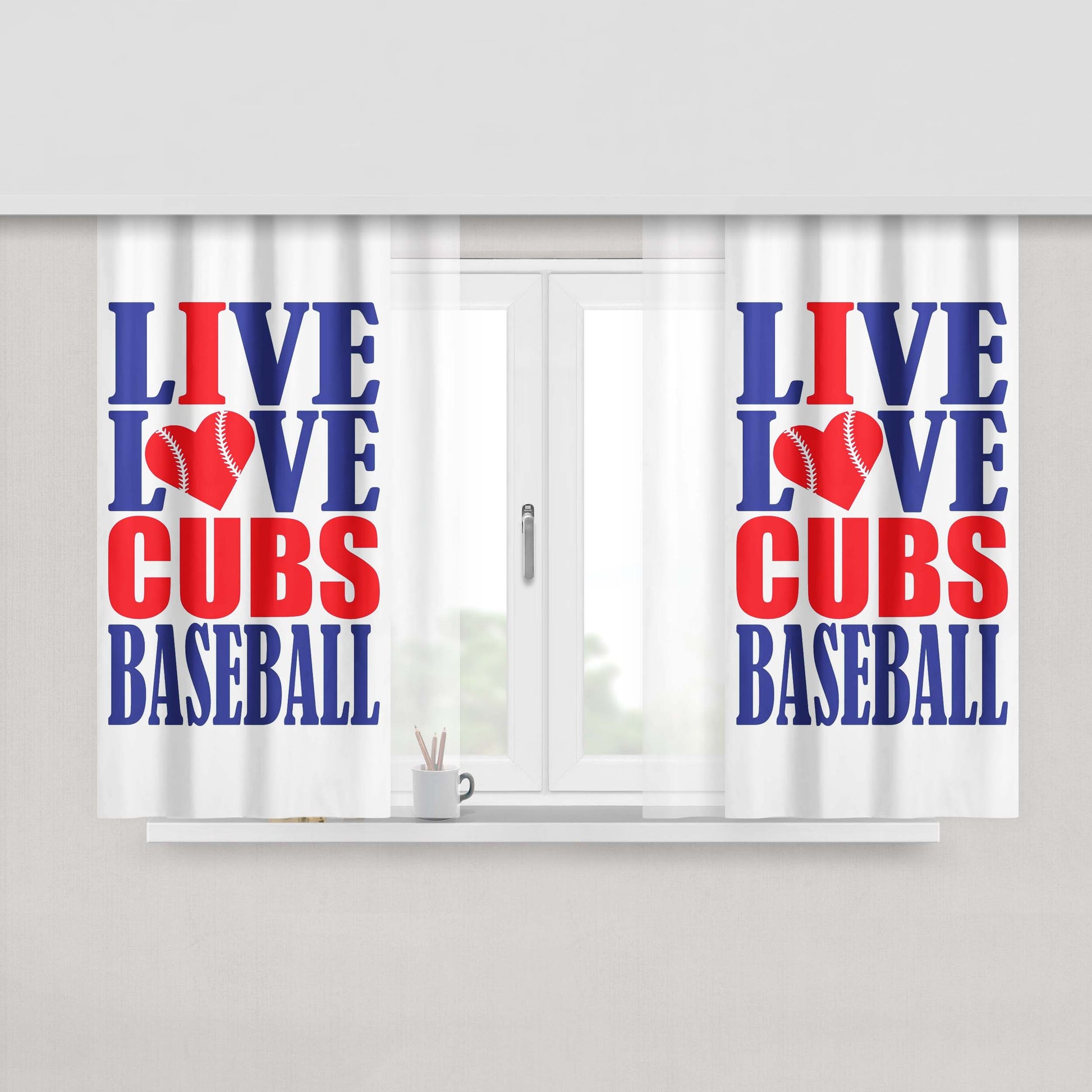 Chicago Cubs Baseball Quotes Peach Skin Window Curtains