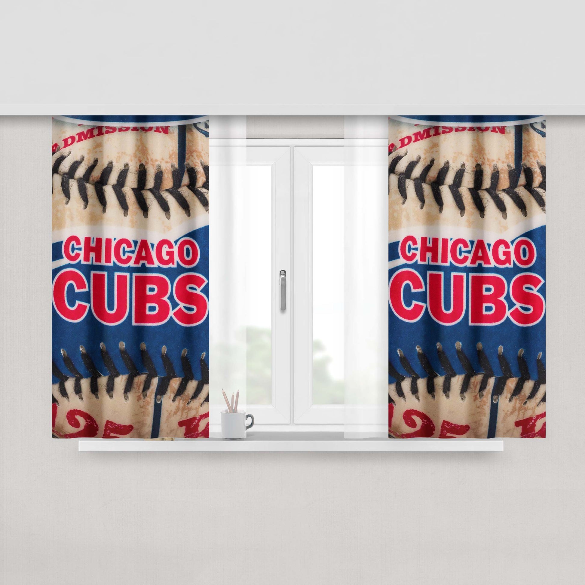 Chicago Cubs Baseball Skin Peach Skin Window Curtains