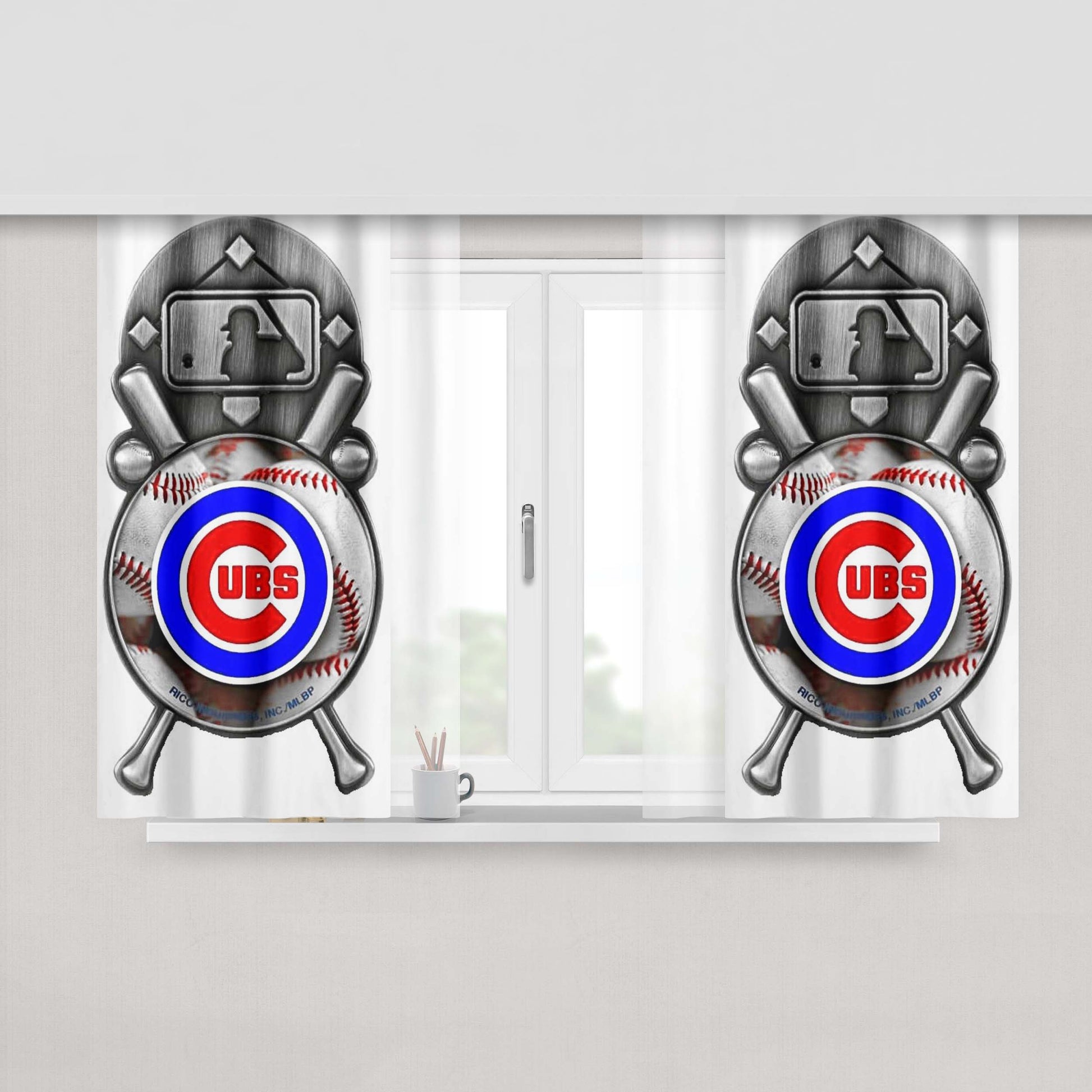 Chicago Cubs Baseball Team Peach Skin Window Curtains