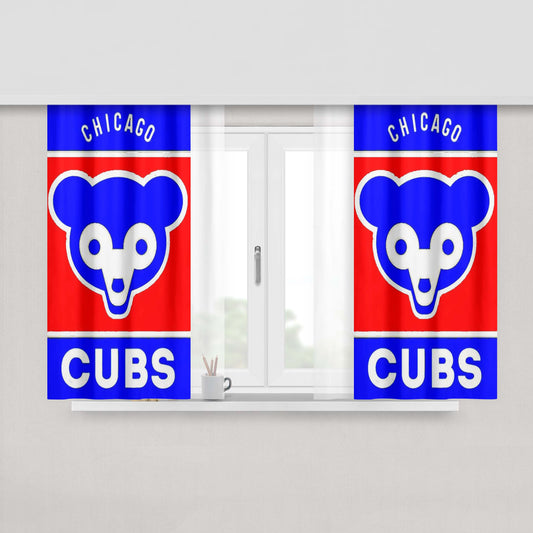Chicago Cubs Bear Logo Peach Skin Window Curtains