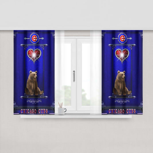 Chicago Cubs Bear Lord Peach Skin Window Curtains