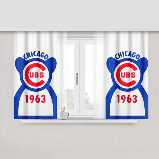 Chicago Cubs Bear Silhouette 1963 Peach Skin Window Curtains