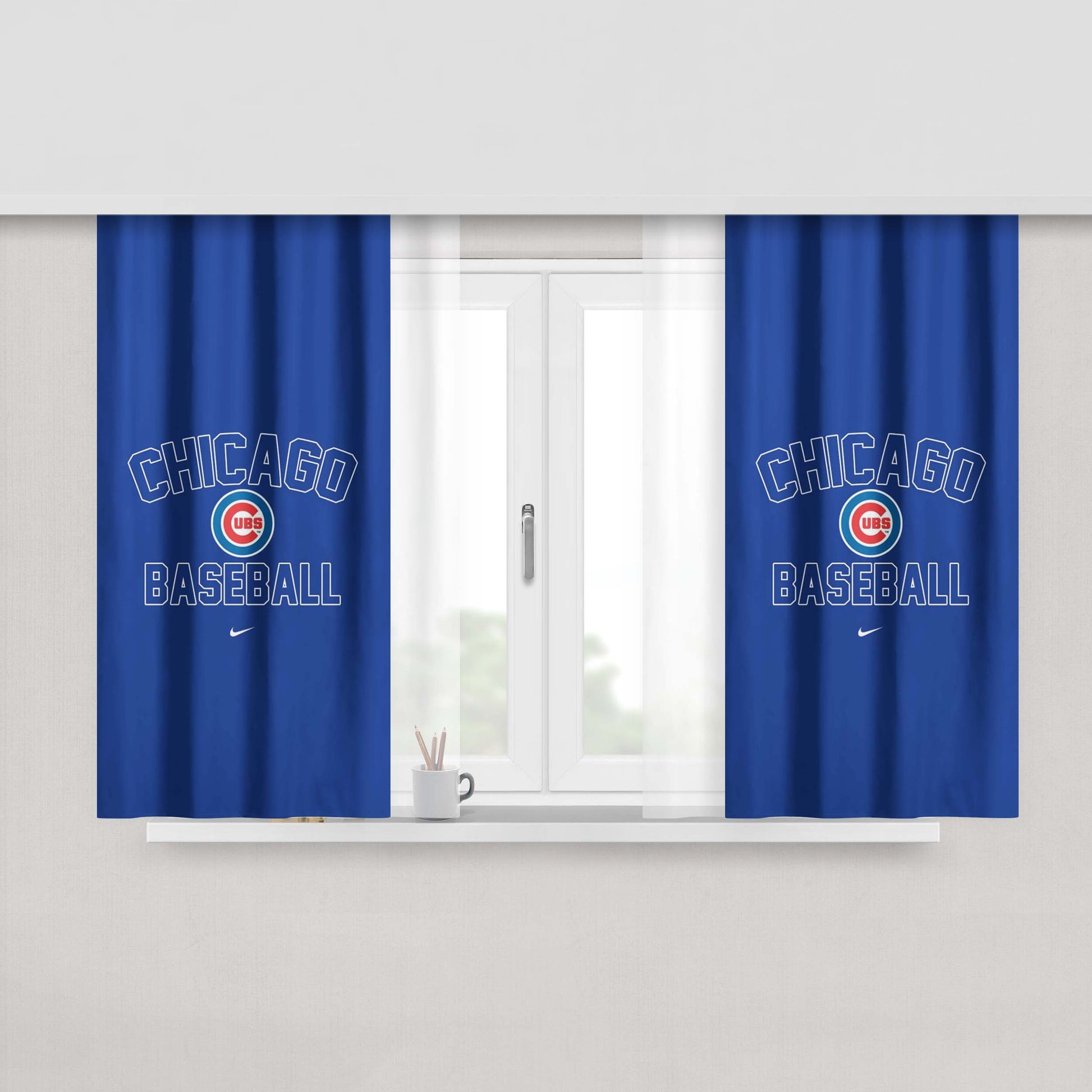 Chicago Cubs Blue Sport Peach Skin Window Curtains