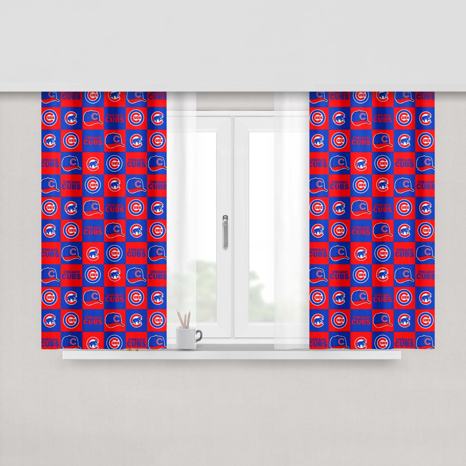 Chicago Cubs Caps Logo Peach Skin Window Curtains