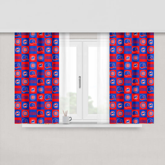Chicago Cubs Caps Logo Peach Skin Window Curtains