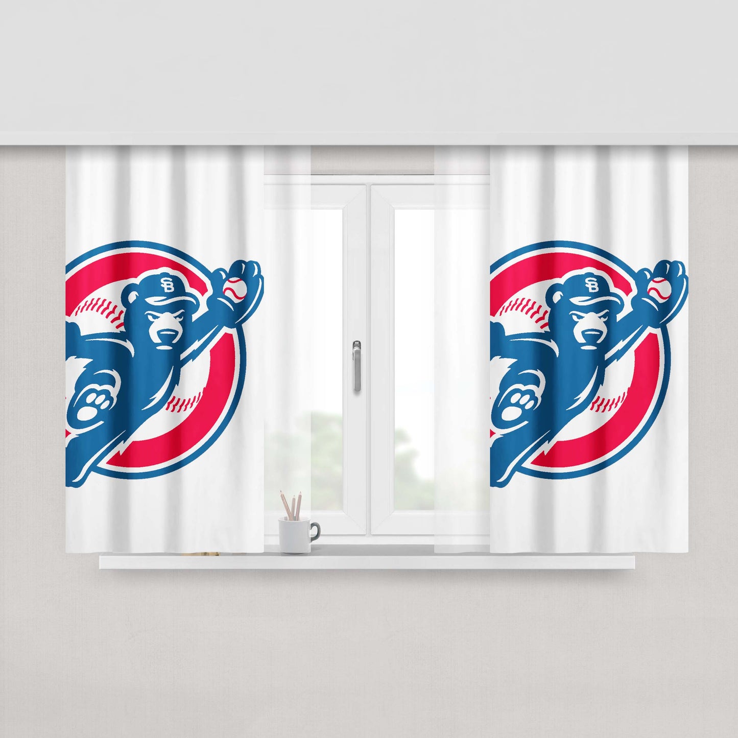 Chicago Cubs Catch The Ball Peach Skin Window Curtains