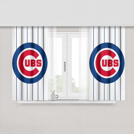 Chicago Cubs Circle Stripe Blues Peach Skin Window Curtains