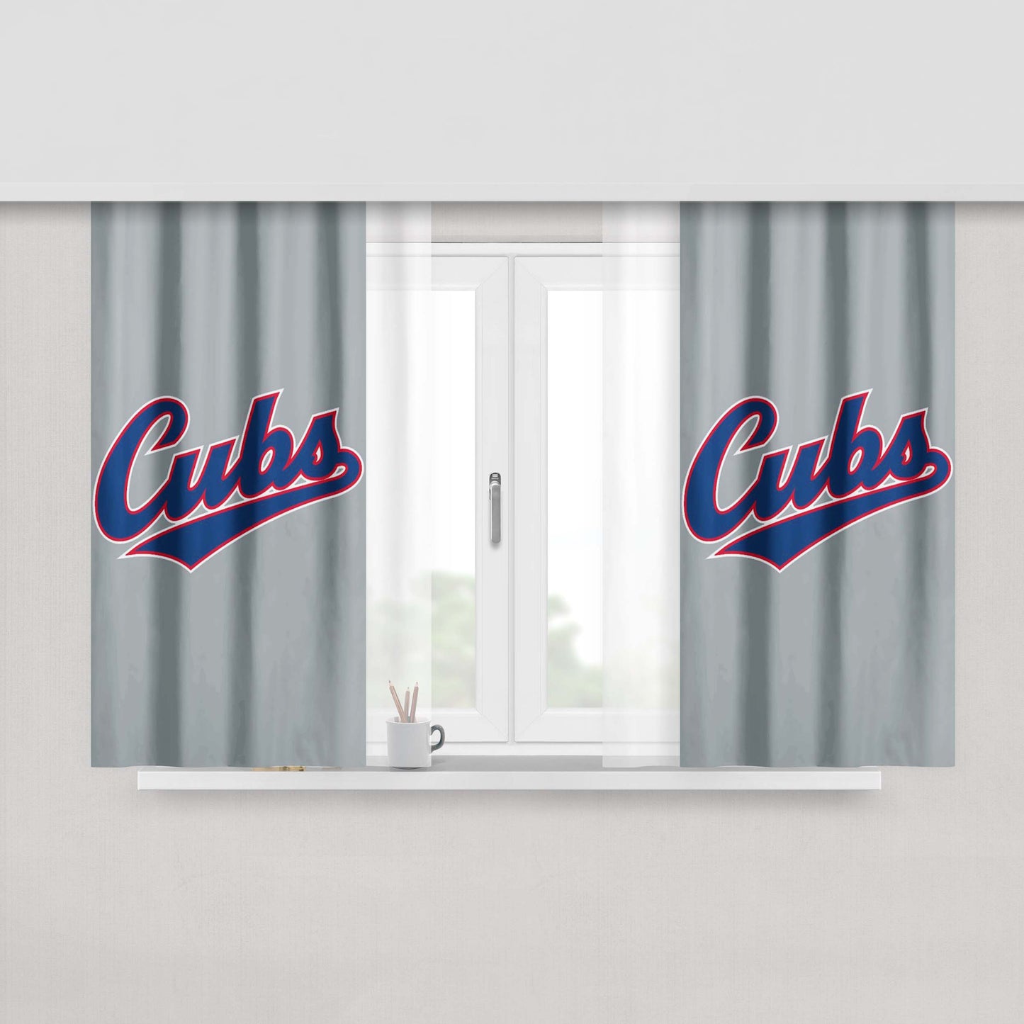 Chicago Cubs Font Peach Skin Window Curtains