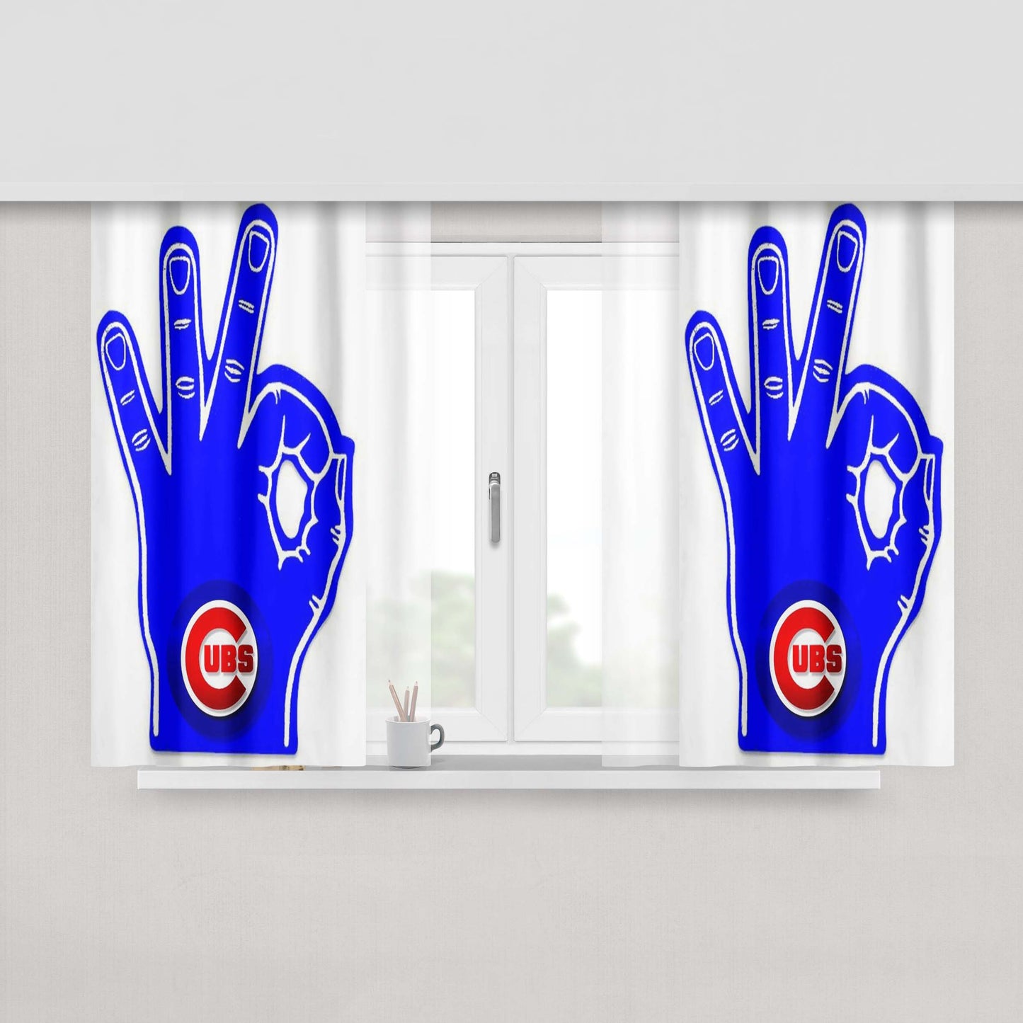 Chicago Cubs Hand Oke Peach Skin Window Curtains