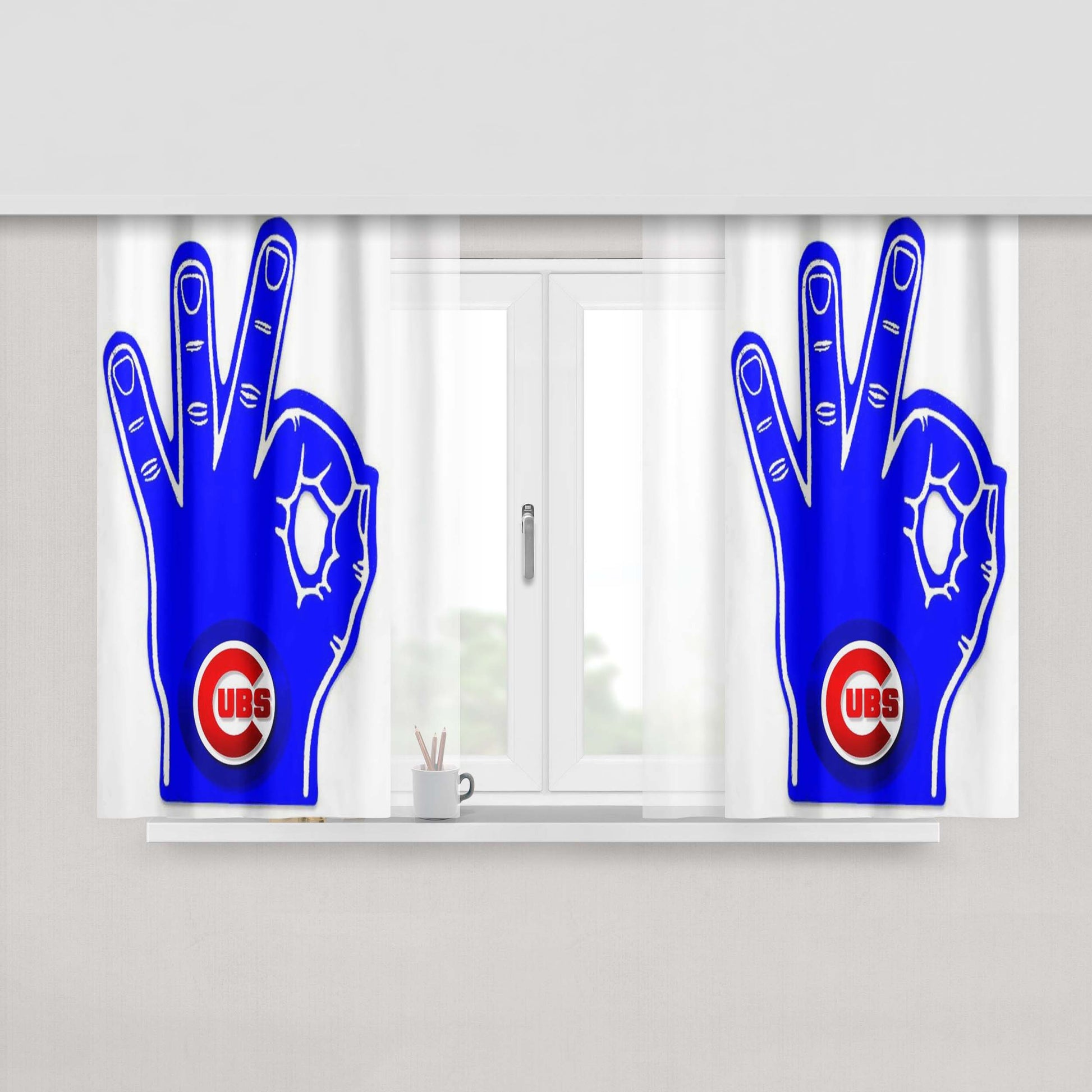 Chicago Cubs Hand Oke Peach Skin Window Curtains
