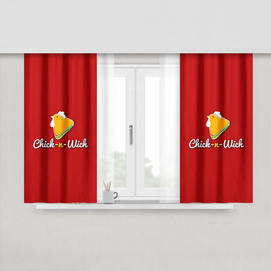 Chick And Wich Red Peach Skin Window Curtains