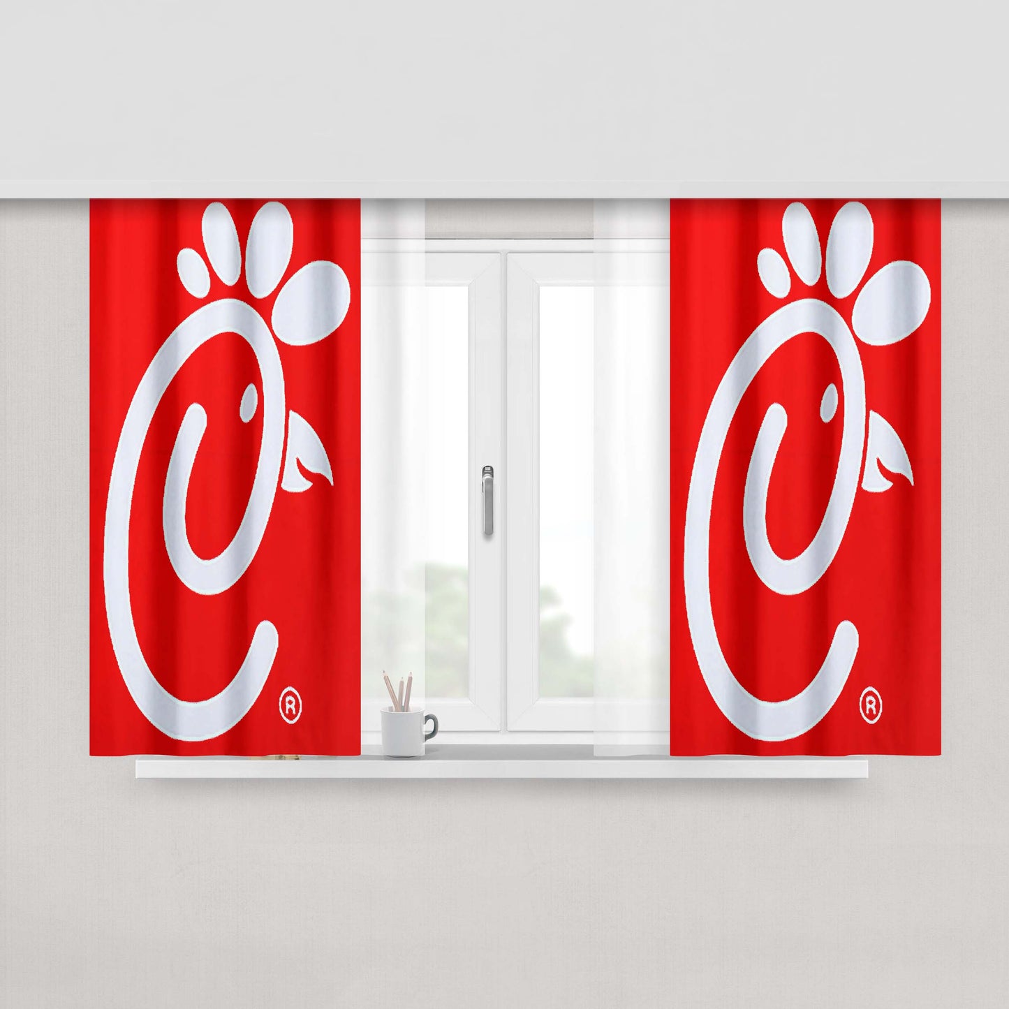 Chick Fil A Big Logo Peach Skin Window Curtains
