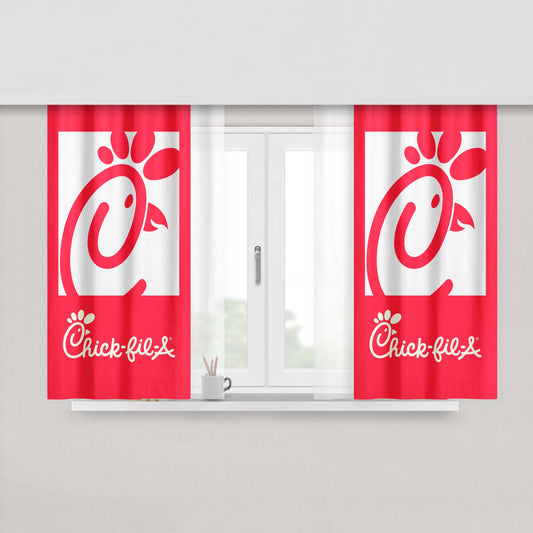 Chick Fil A Red Logo Icon Peach Skin Window Curtains