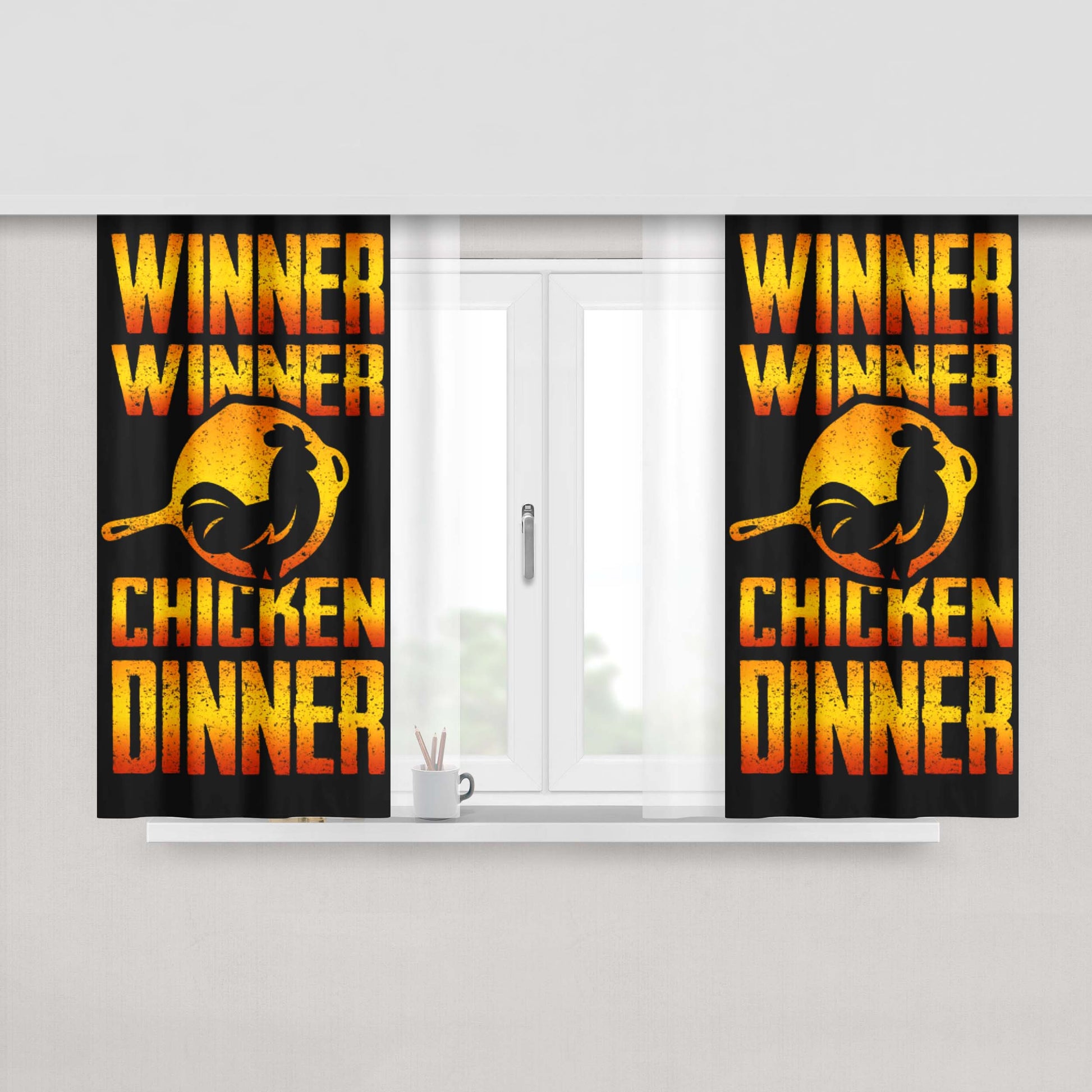 Chicken Dinner Pubg Winner Winner Peach Skin Window Curtains