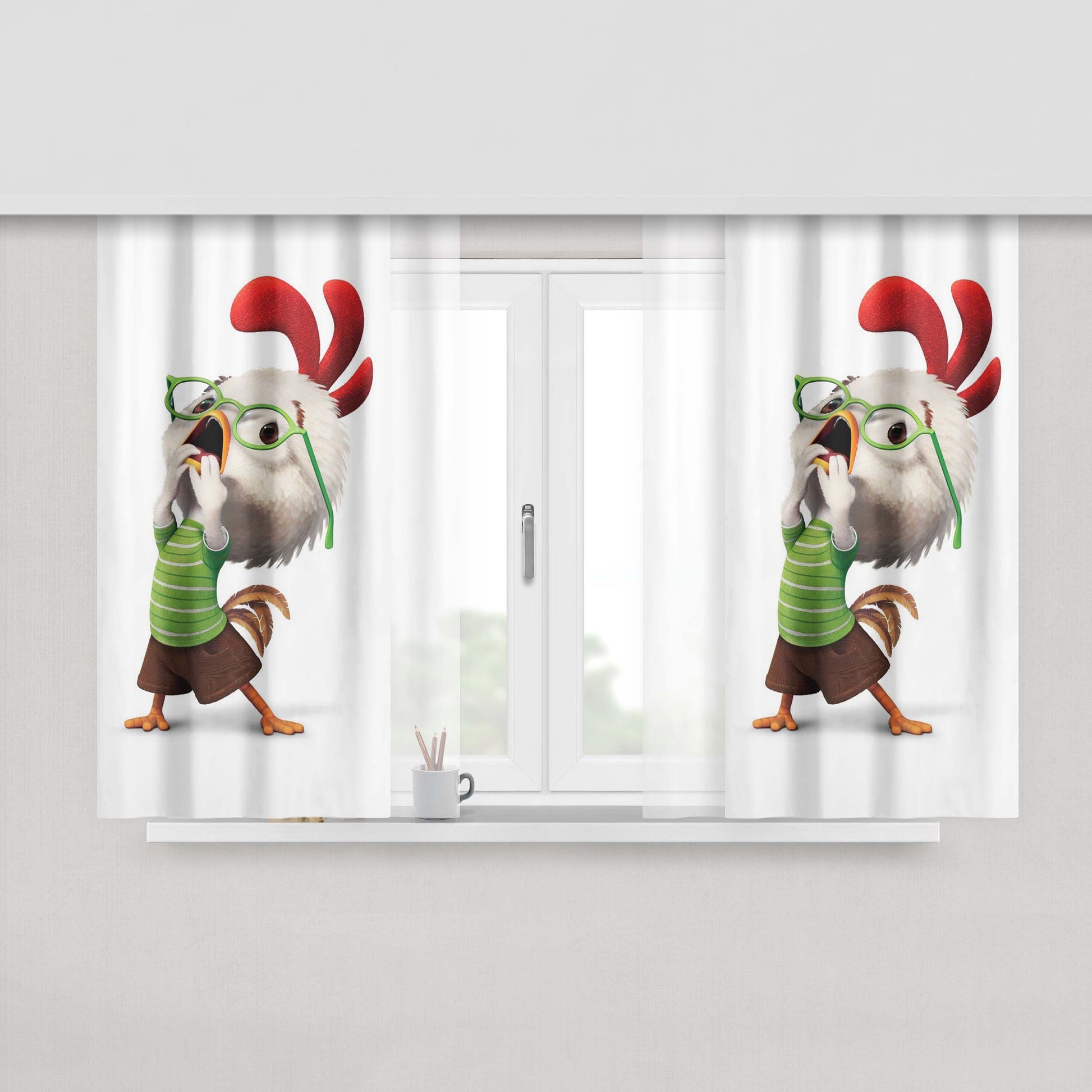Chicken Little Peach Skin Window Curtains