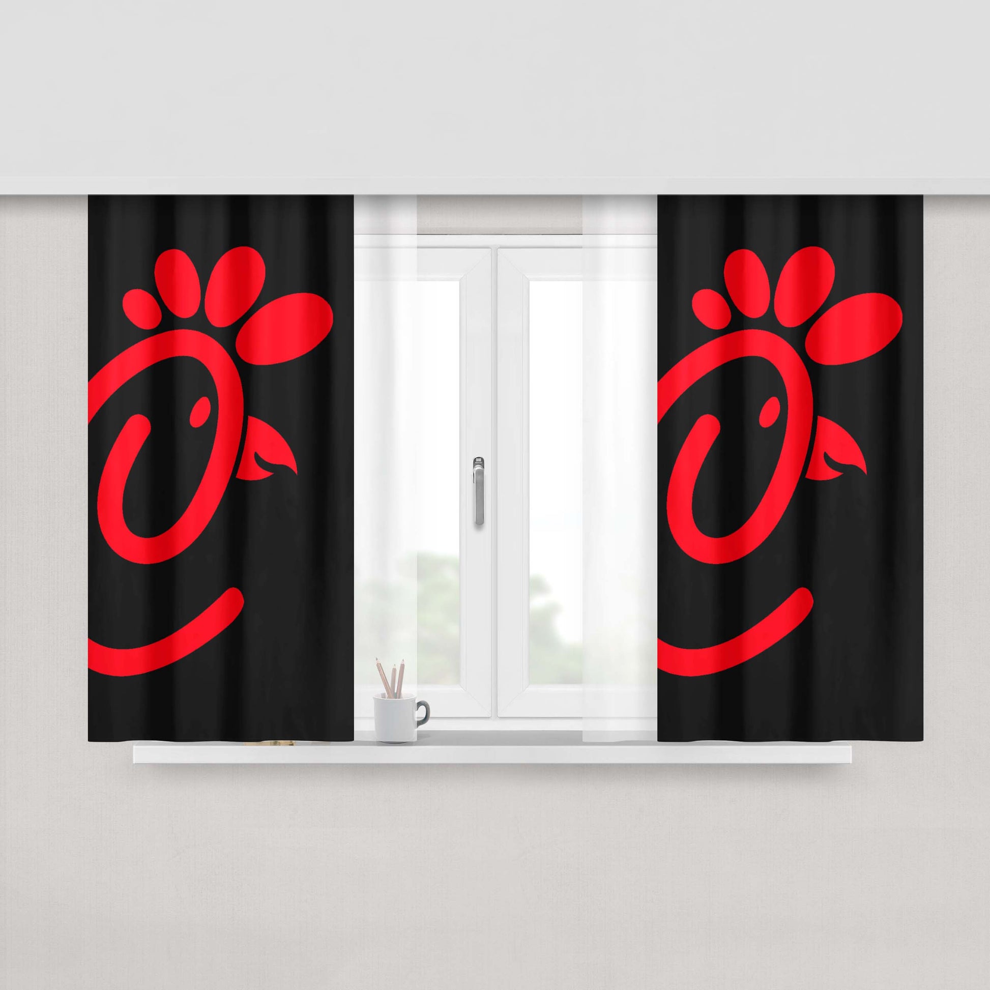 Chicken Sandwich Chick Fil A Breakfast Fast Food Peach Skin Window Curtains