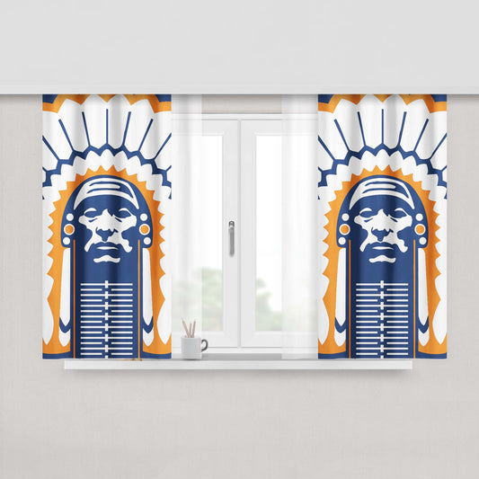 Chief Illiniwek Peach Skin Window Curtains