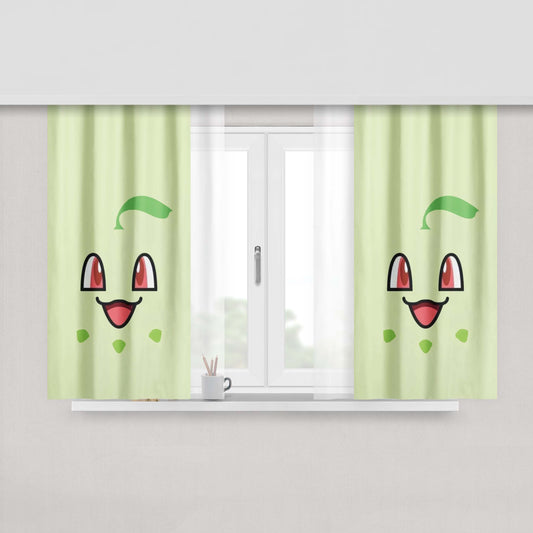 Chikorita Pokemon Peach Skin Window Curtains