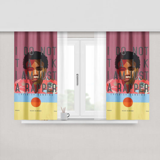 Child Red Blue Side Peach Skin Window Curtains