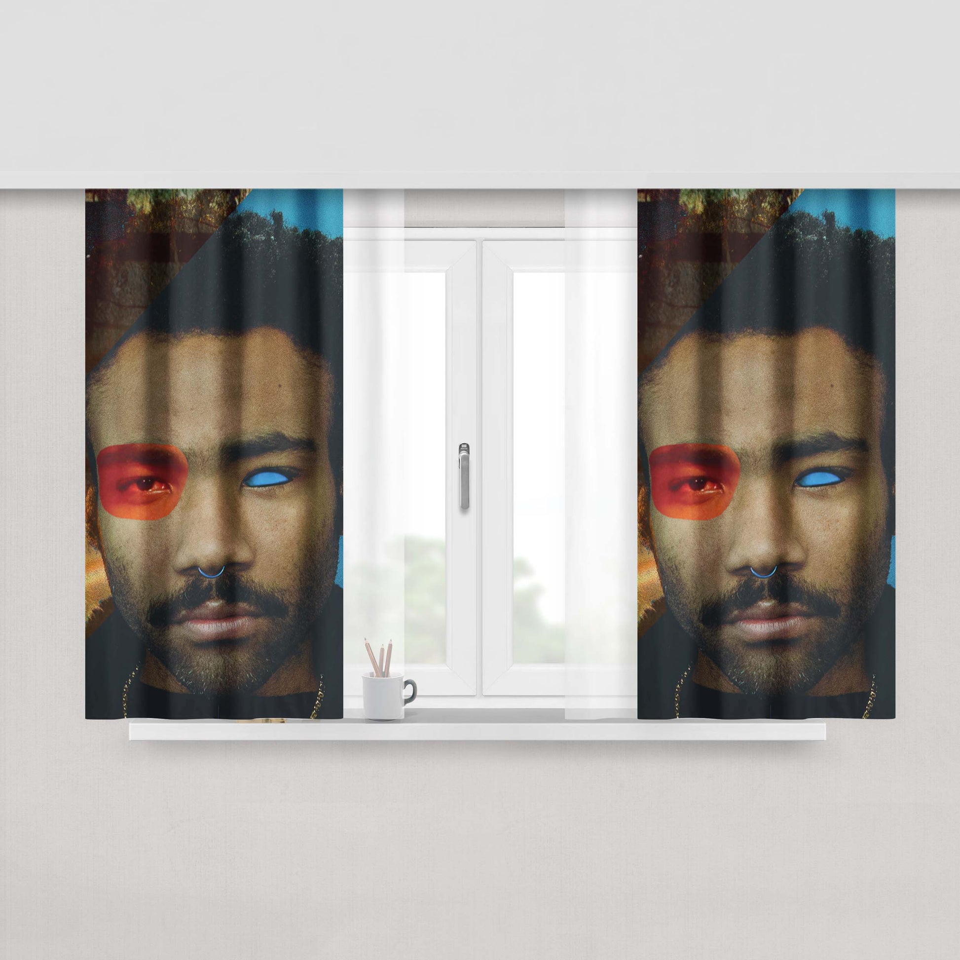Childish Gambino Collage Peach Skin Window Curtains
