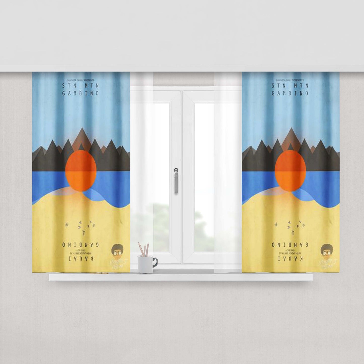 Childish Gambino Flat Face Peach Skin Window Curtains