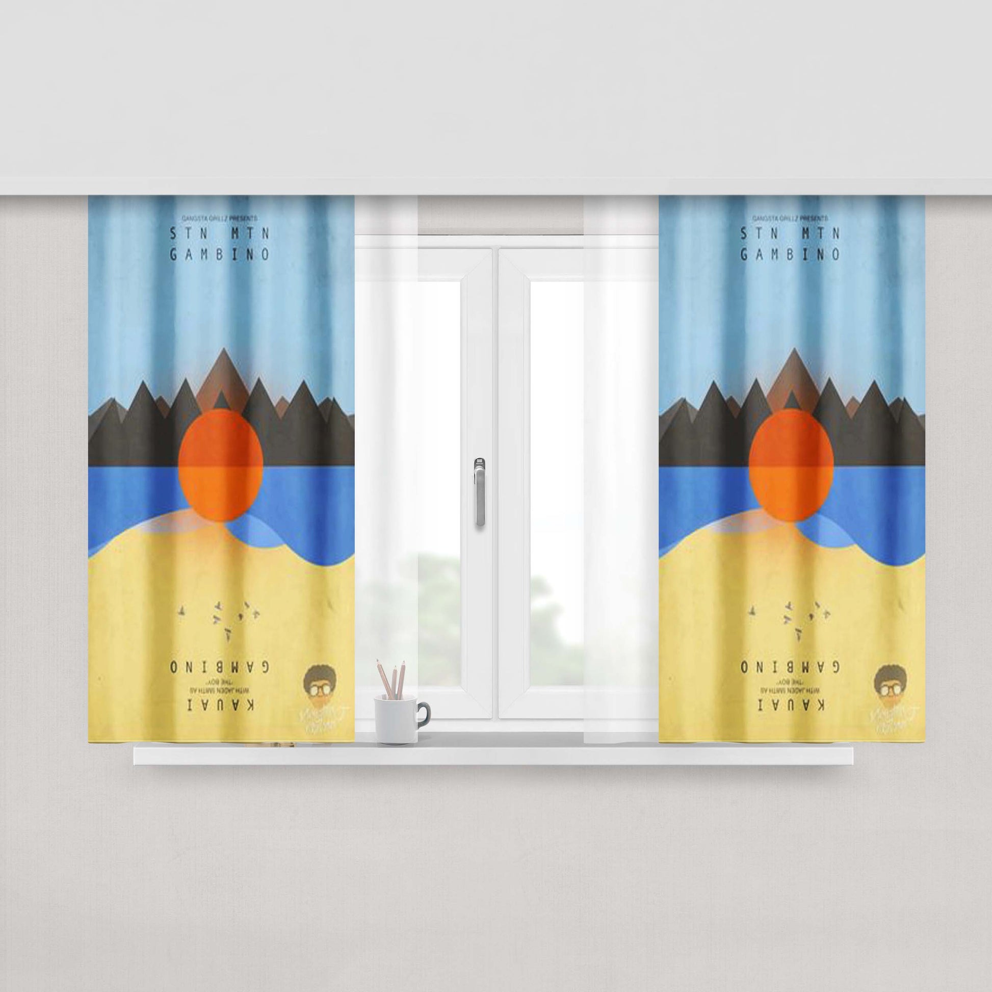 Childish Gambino Flat Face Peach Skin Window Curtains