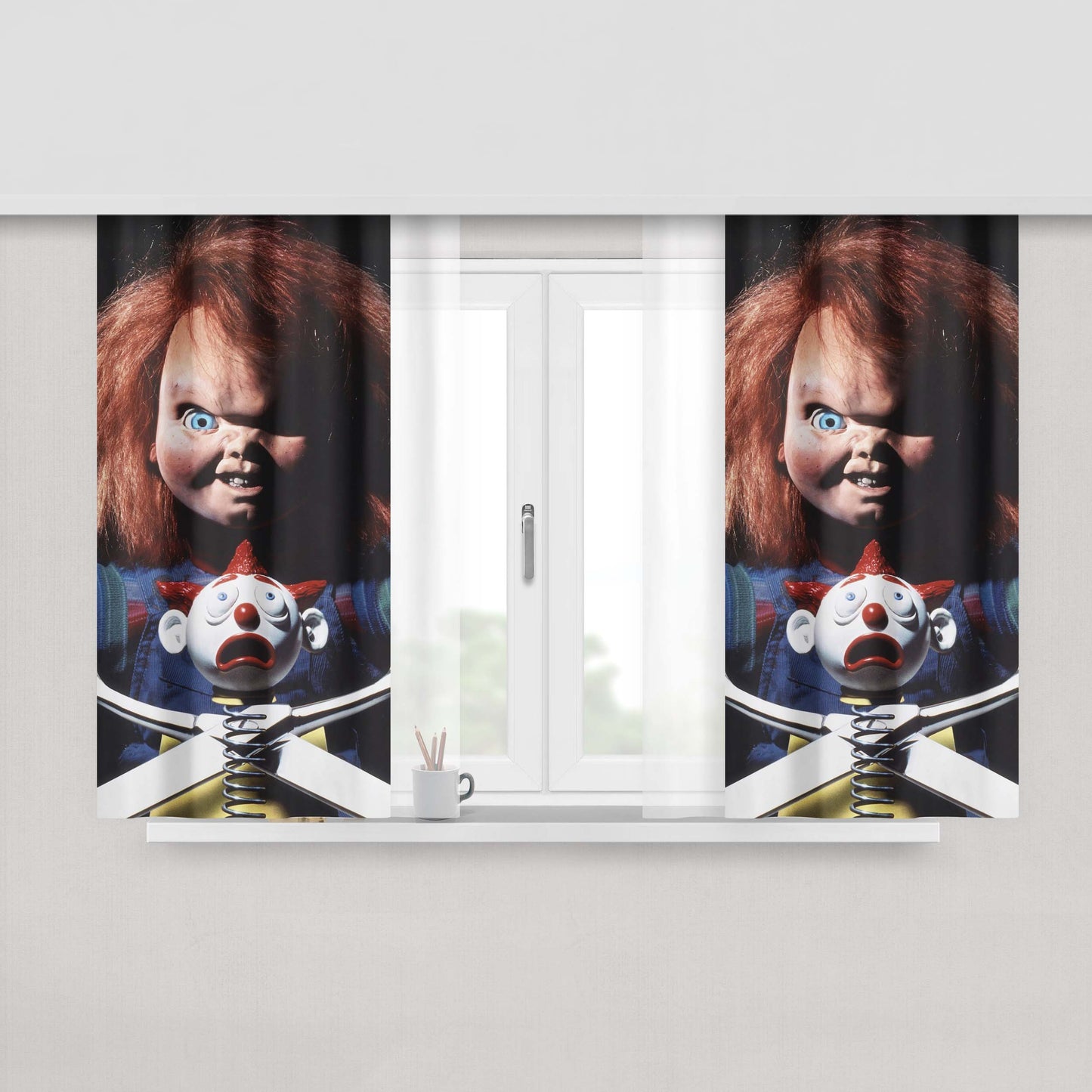 Childs Play Buddi Poster Christmas Peach Skin Window Curtains