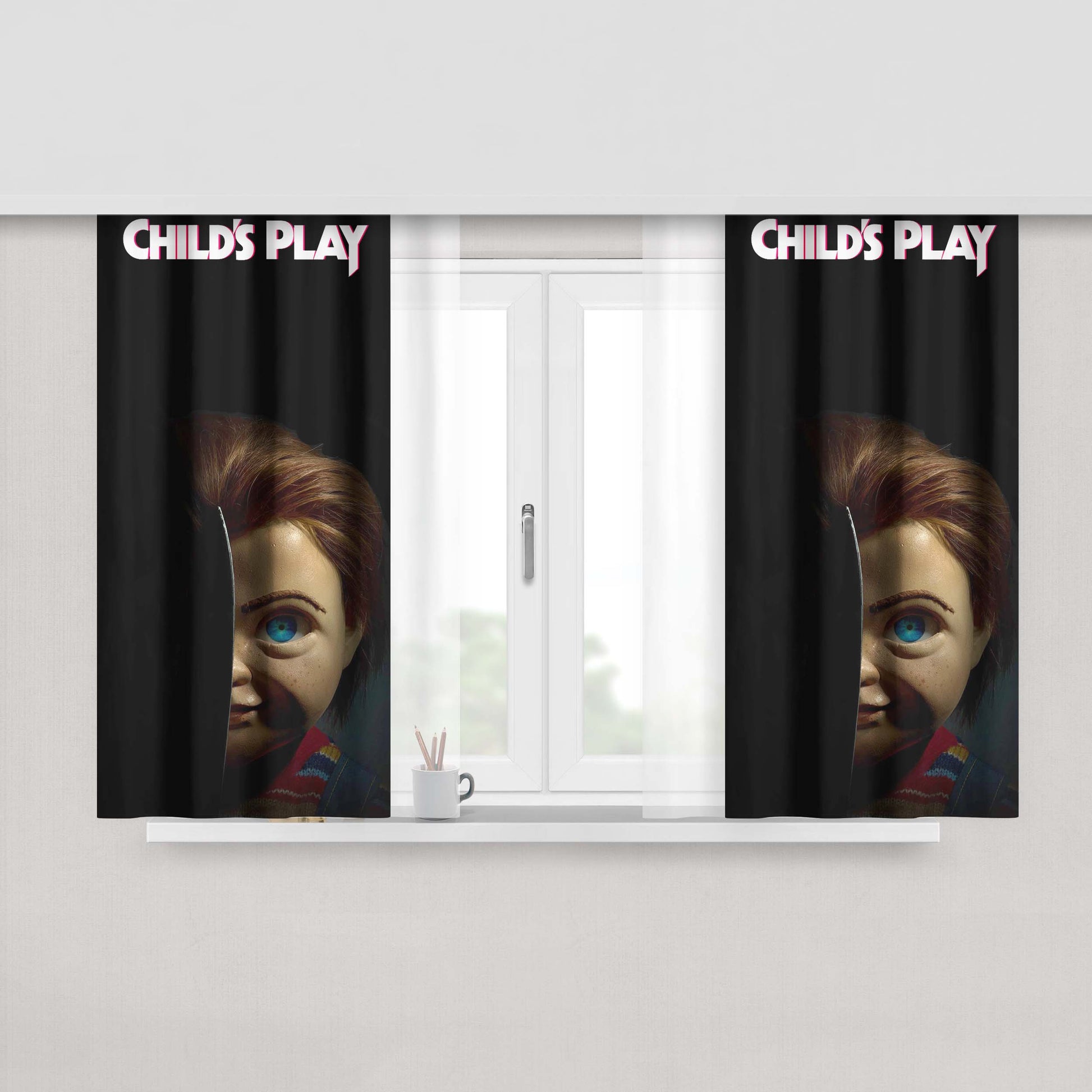 Childs Play Good Guys Chucky Peach Skin Window Curtains