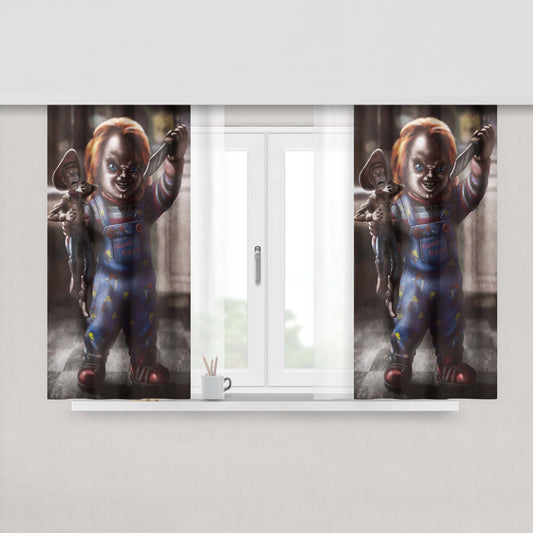 Childs Play Skull Sugar Face Chucky Art Wallpaper Peach Skin Window Curtains