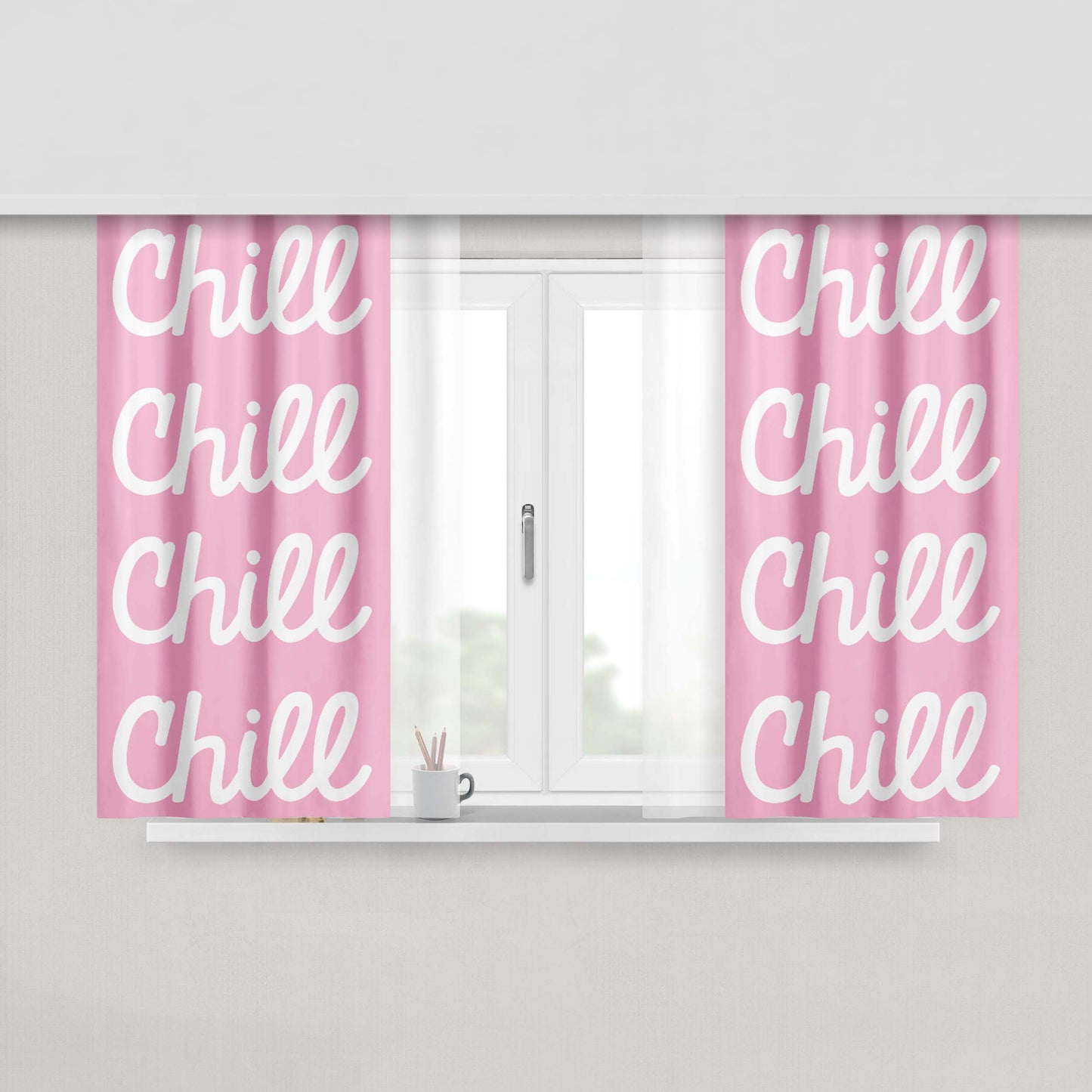 Chill Chill Chill Peach Skin Window Curtains