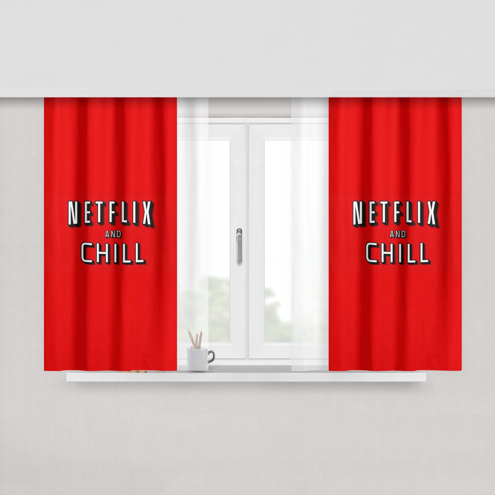 Chill With Your Favourite Movie Peach Skin Window Curtains