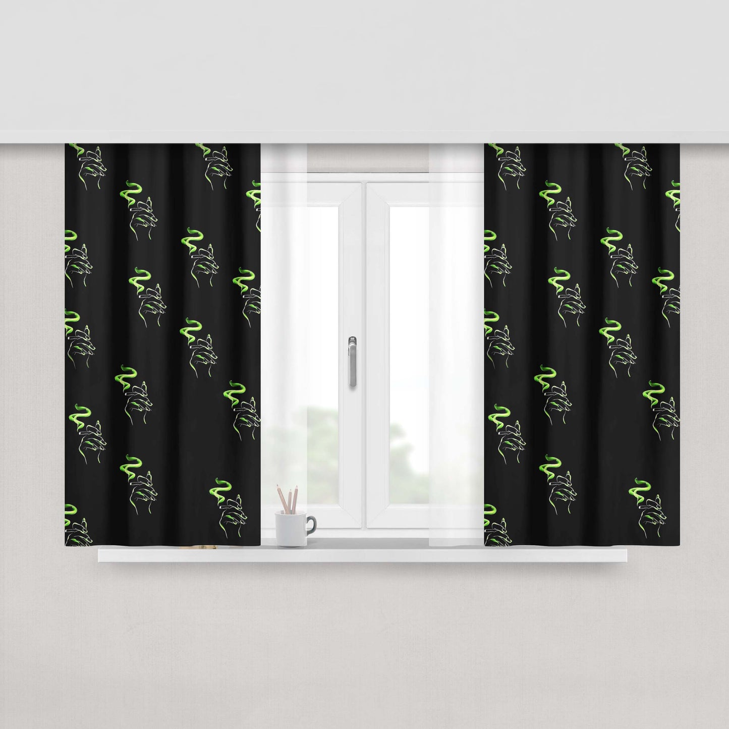 Chills Hand Smoke Weed Peach Skin Window Curtains