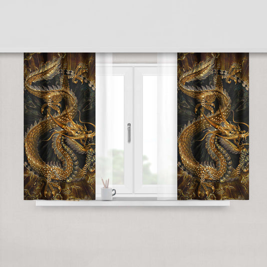 Chinese Dragon Art Peach Skin Window Curtains